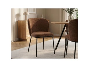 Lot de 2 chaises pavia marron – assise rembourrée, dossier arrondi et pieds noirs fins