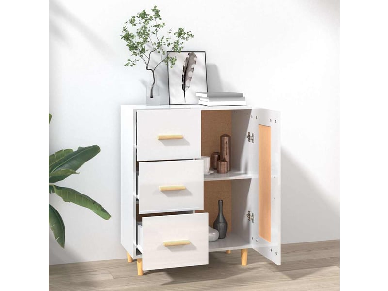  Buffet - bahut - meuble de rangement blanc brillant 69,5x34x90 cm bois d'ingénierie  - Conforama C