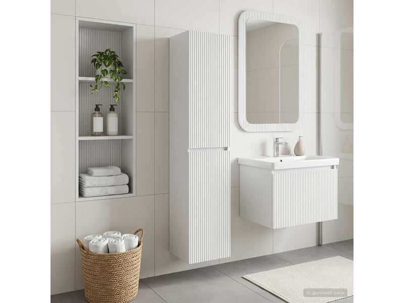  Cabinet salle de bain mural, meuble de rangement blanc 33x34.5x160 cm shl4302  - Conforama B