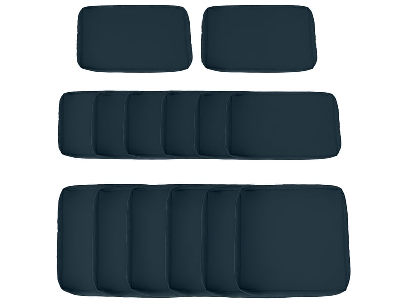  Lot de 14 housses de rechange coussins salon de jardin - 6 housses coussin d'assise, 8 housses coussin dossier bleu  - Conforama A