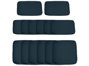 Lot de 14 housses de rechange coussins salon de jardin - 6 housses coussin d'assise, 8 housses coussin dossier bleu