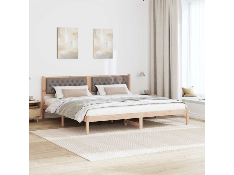 Lit double- lit adulte - cadre de lit avec tête de lit taupe 200 x 200 cm pin massif - Conforama C