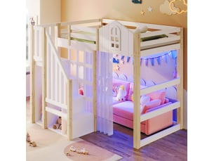 Lit mezzanine 90x200 cm <strong>HAVRYA</strong>  <strong></strong> coloris blanc