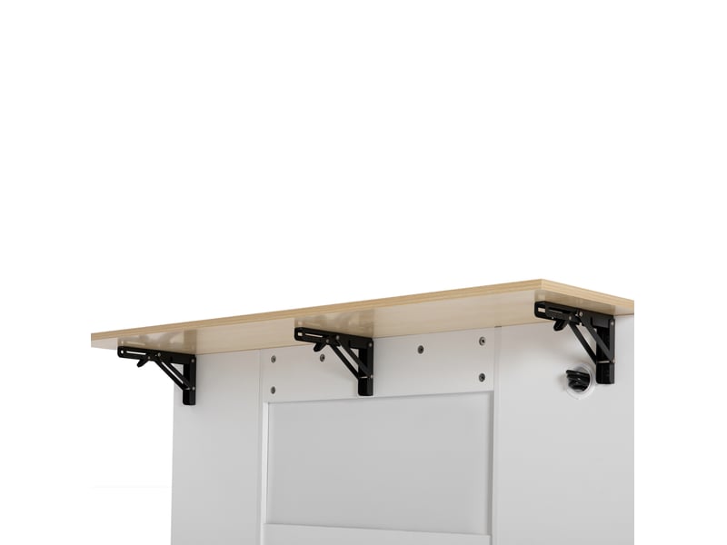 Îlot de cuisine 131.8x40x93.3 cm avec roulettes, plateau extensible, tiroirs multifonctions, compartiment pour bac à déchets, mdf, blanc et naturel - Conforama D