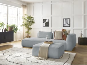 Canapé droit fixe BOBOCHIC LEOPOLD 4 places Tissu gris