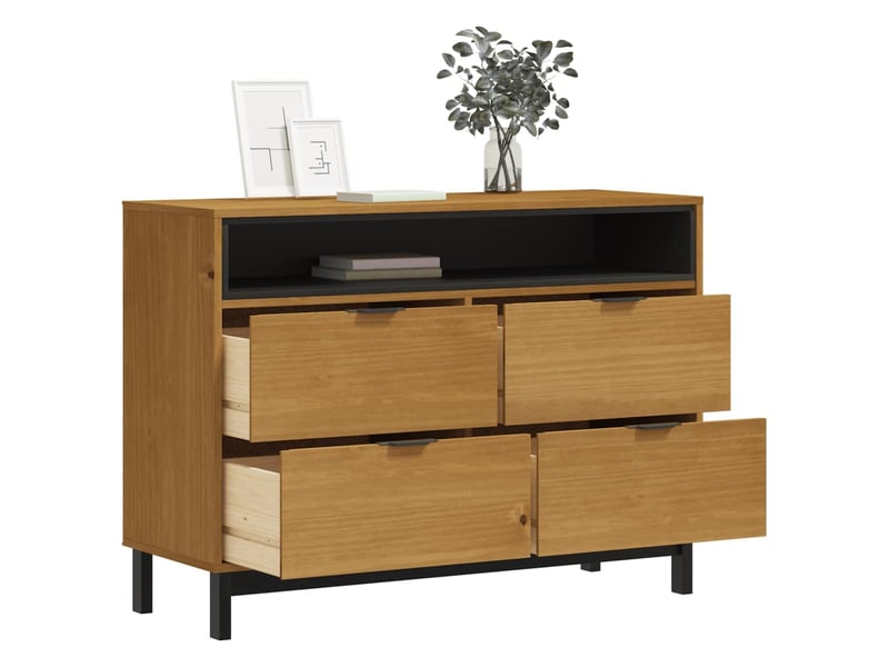  Commode chambre adulte, armoire à tiroirs flam 110x40x80 cm bois de pin massif shl6326  - Conforama C