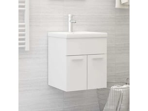 Armoire d'évier avec lavabo intégré, cabinet de salle de bain blanc aggloméré cf65591