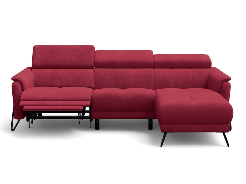  Canapé d'angle 4 places roden avec relax, tissu velours bordeaux RODEN - Conforama C