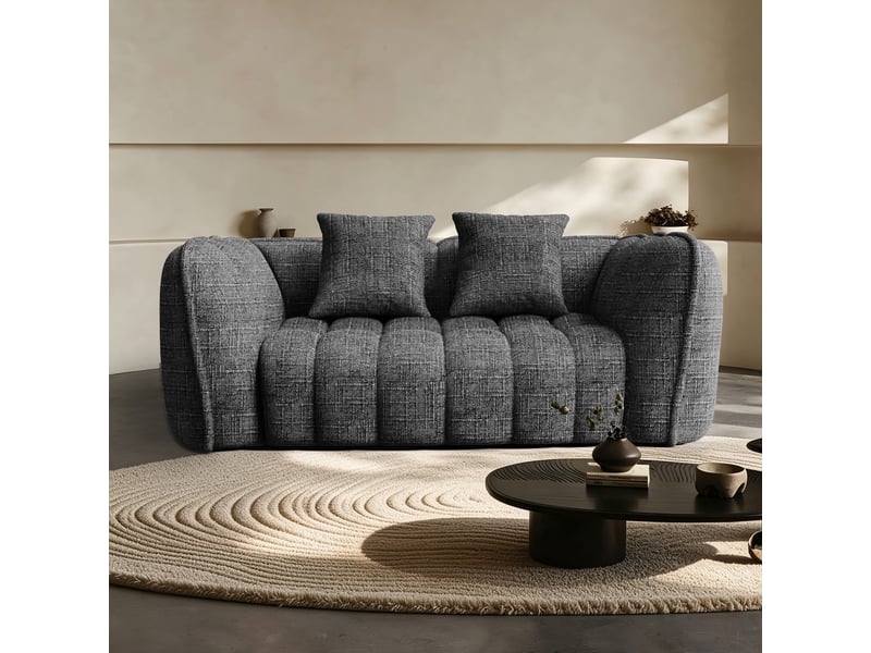  Lexzurn canapé droit compressé fixe,canapé droit fixe,avec coussin,conception ergonomique,profondeur d'assise accrue 60 cm,adapté à de nombreux contextes,base antidérapante  - Conforama A