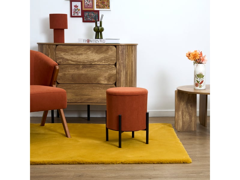 Lot de 4 poufs - home deco factory - cotelet jules - rangement - orange  - Conforama E