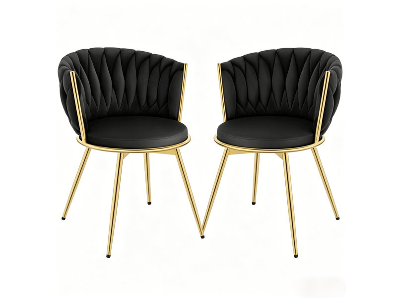  Chaise de salle à manger pivotante en velours noir, lot de 2 cravdom  - Conforama A