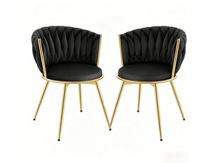 Chaise de salle à manger pivotante en velours noir, lot de 2 cravdom