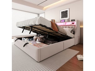 Lit coffre 180x200 cm OOIILLEE  Luxe haut de gamme coloris gris