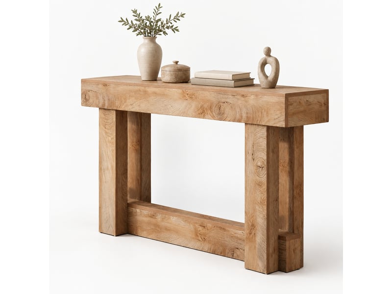  Console d’entrée à 2 niveaux 160 x 30 x 85 cm en bois, marron chêne clair  - Conforama A