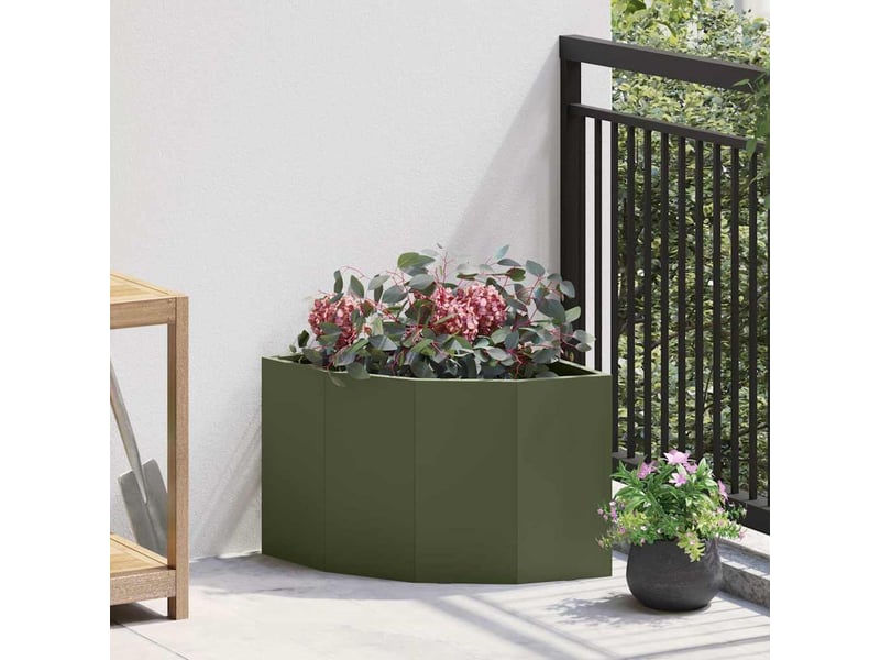  Jardinière - bac à fleurs d'angle vert olive 45 x 45 x 35 cm acier  - Conforama B