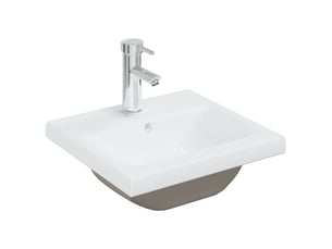 Lavabo encastré, vasque à poser avec robinet 42x39x18 cm céramique blanc cf65669