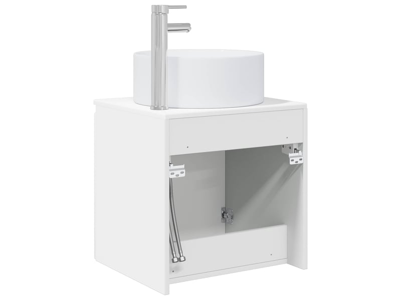 Meuble de lavabo mural, rangement salle de bain blanc brillant 49.5x44.5x65.5 cm - Conforama E