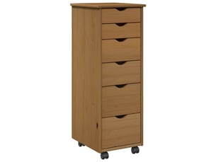 Caisson roulant de bureau, meuble de rangement 34 x 39 x 93,5 cm bois de pin massif