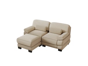 Canapé modulable 2 places 194x161x94 cm avec pouf en velours côtelé beige