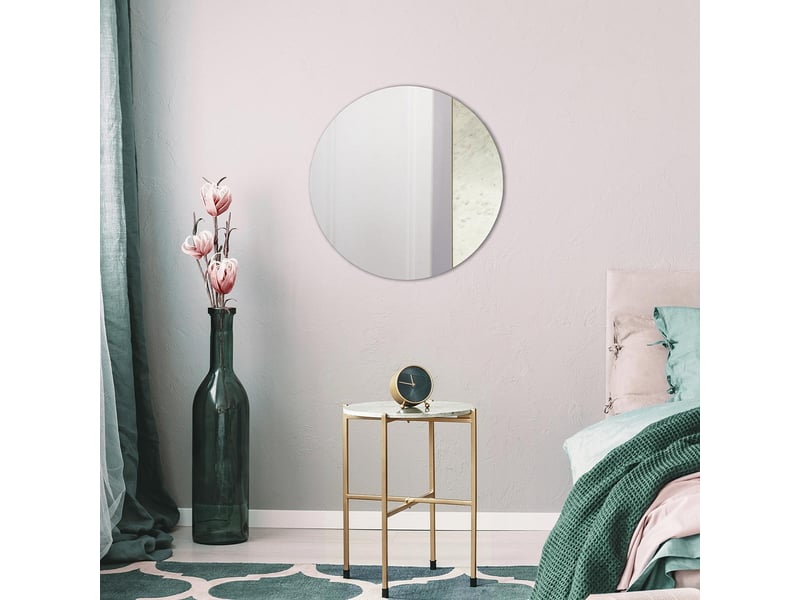 Miroir mural rond en marbre duke 70cm blanc  - Conforama D