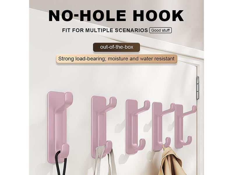 Crochets muraux autocollants, roses, sans trou, étanches et pratiques, 5 pièces XLH-ZLS-004309MF - Conforama B