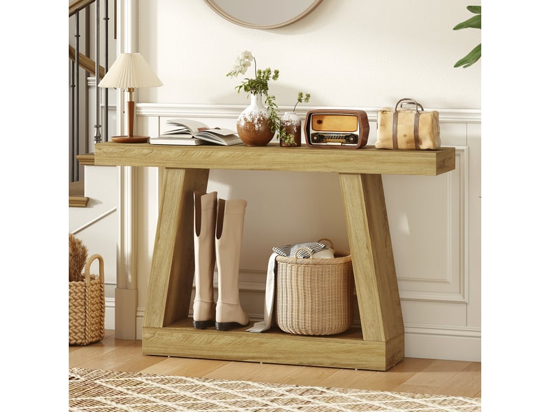  Console 140 cm, dossier de canapé avec rangement, chêne.  - Conforama C