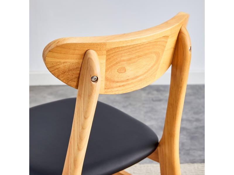  Lot de 2 chaises de salle à manger, dossier rotin  - assise rembourrée, bois d’hévéa - bois naturel  - Conforama E
