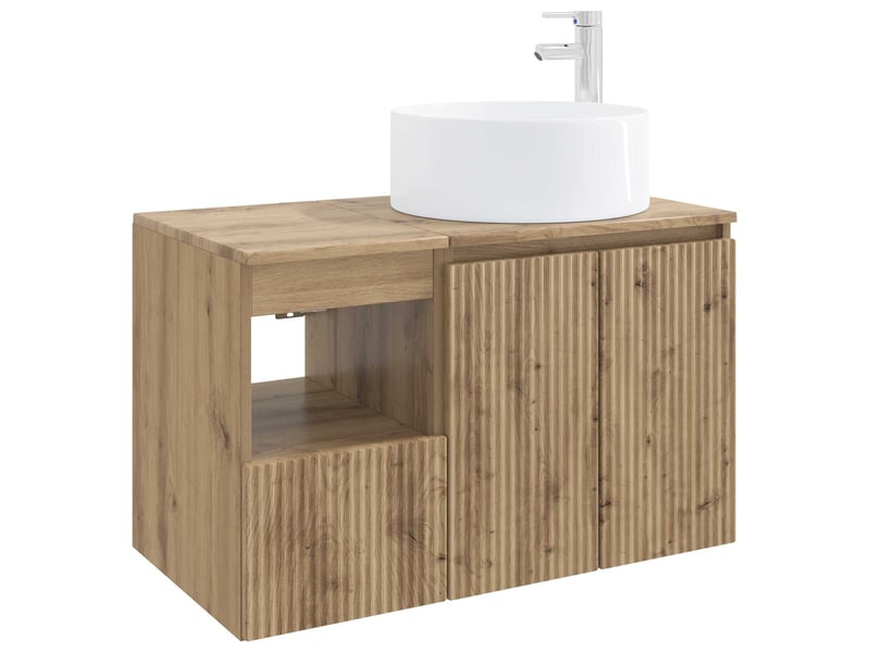 Ensemble de mobilier de salle de bain 2 pc chêne artisanal cf64070 - Conforama A