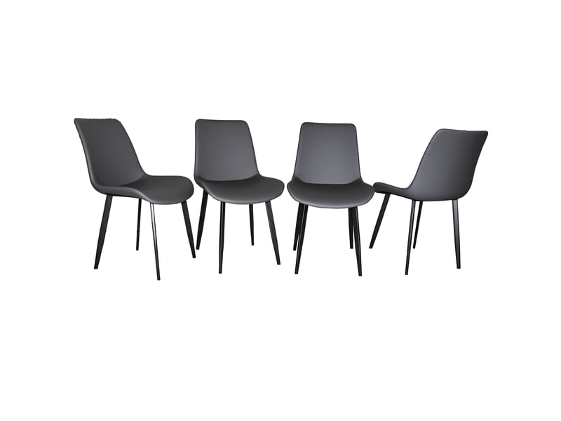 Lot de 4 chaises de salle à manger,avec pieds en acier,similicuir,gris - Conforama A