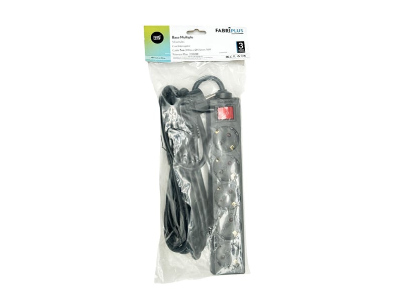  Multiprise fabrilamp alargadera 5 prises avec interrupteur câble 5 m 3500 w noir 167721550 - Conforama C