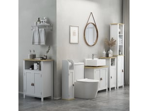 Meuble de salle de bain support papier toilette avec placard et étagères réglables blanc 20 x 20 x 80 cm