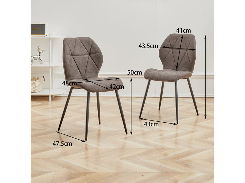  Lot de 4 chaises - chaise de salle à manger vintage en forme de diamant - chaise en lin - pieds en métal(brun) Grand-house - Conforama E