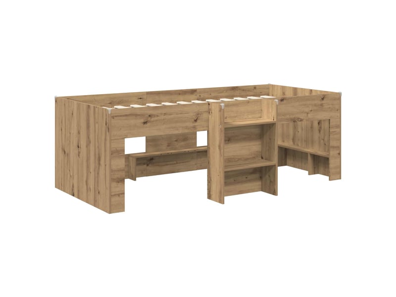  Cadre de lit élevé pour enfants - lit jeune chêne artisanal 90 x 200 cm  - Conforama D