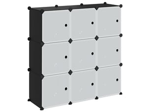 Cubes de rangement 9 pcs avec portes noir pp shl7576