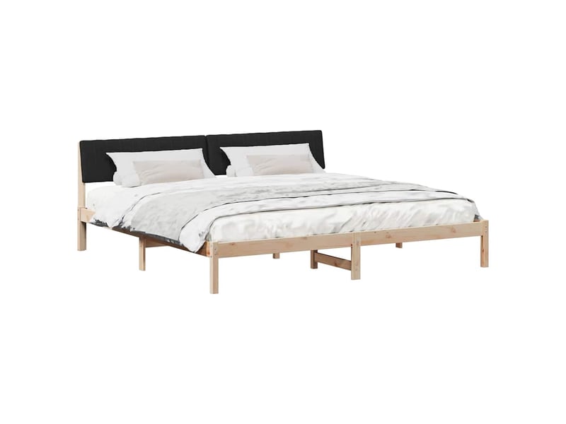  Lit double- lit adulte -  cadre de lit marron et noir 200 x 200 cm bois massif en pin  - Conforama B