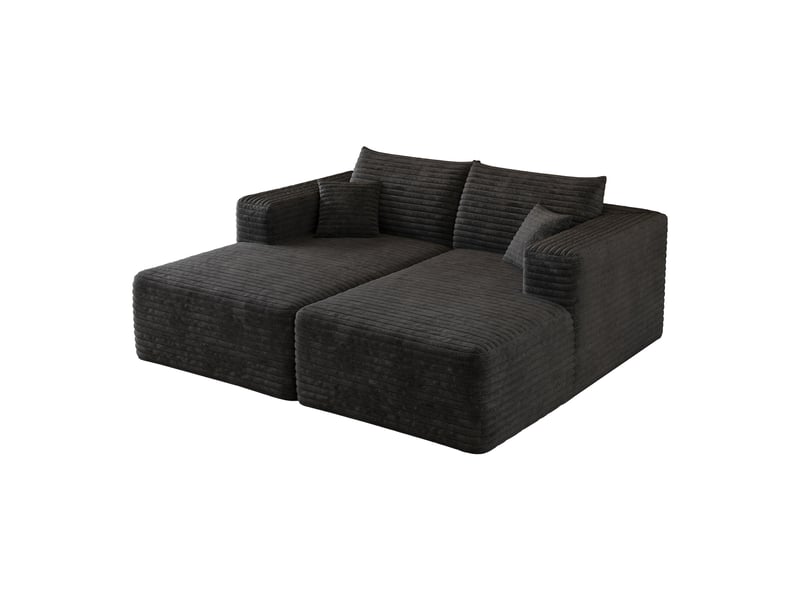  Canapé modulable noir en velours côtelé, méridienne salon sans armature, canapé-lit moderne 180x151cm  - Conforama A