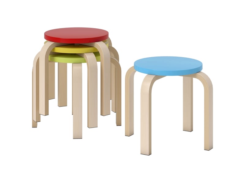  Lot de 4 tabourets empilables,36x36x30 cm,contreplaqué de bouleau,multicolore  - Conforama A