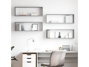 Lot de 4 étagères cube murales, armoires de rangement gris béton bois d'ingénierie cf42746