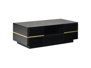 Table basse rectangulaire coloris noir REDOM - 50 cmx100 cm