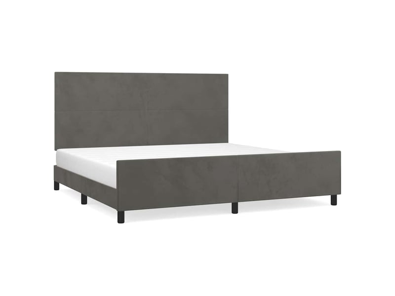  Lit double- lit adulte -  cadre de lit sans matelas gris foncé 200x200 cm velours  - Conforama A