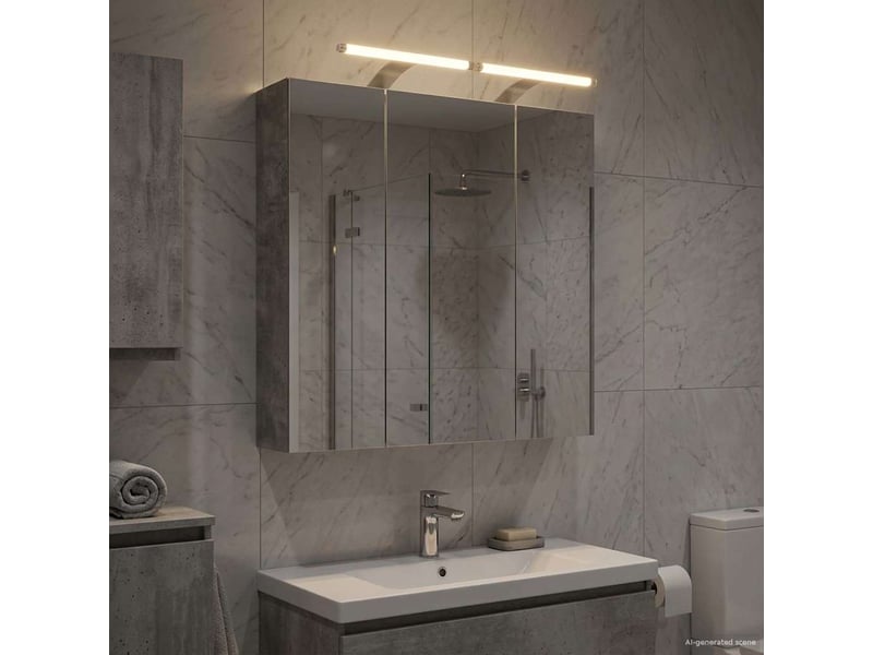 Armoire miroir salle de bain, meuble de rangement gris béton 70x14.5x70 cm shl4412  - Conforama D