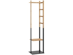 Portant pour vêtements en bambou, porte-manteau en bois avec tringle, étagères, 4 barres latérales, patère