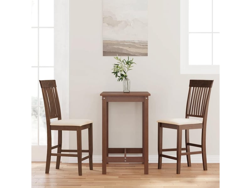  Lot de 2 tabouret de bar avec coussins en bois massif marron et caoutchouc shl70066  - Conforama B