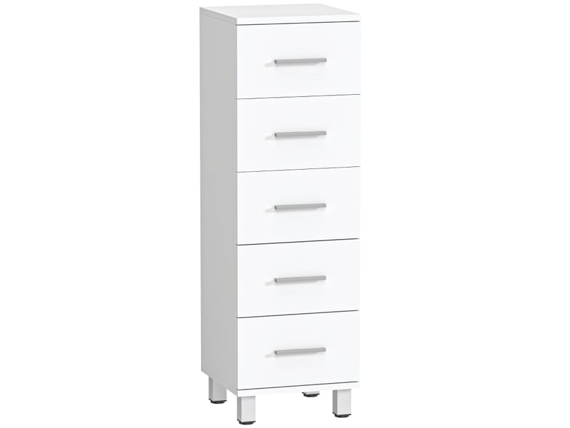  Meuble de salle de bain étroit à 5 tiroirs, unité de rangement compacte, 30 x 30 x 95 cm, blanc  - Conforama A