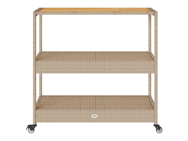  Chariot de service, chariot de bar 3 niveaux beige rotin et bois d'acacia massif  - Conforama E
