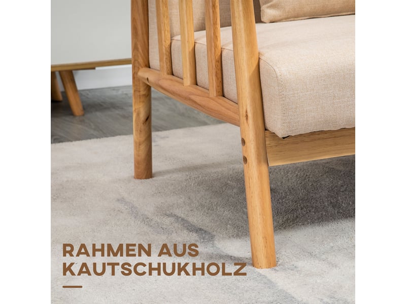  Canapé 2 places, canapé de salon; en aspect lin, beige, coussins inclus  - Conforama E