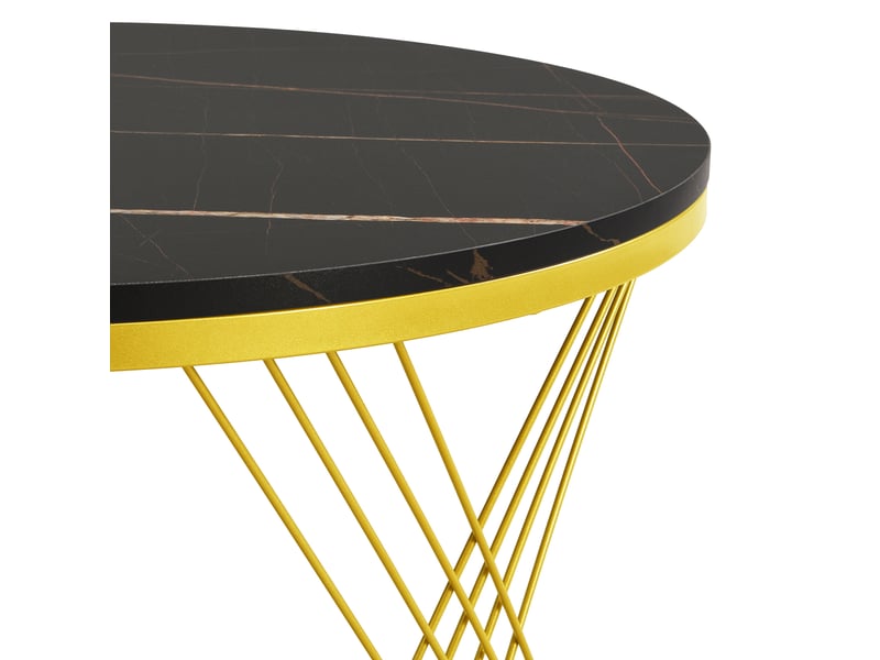  Tables basses gigognes avec tiroir et pieds réglables pour salon en mdf 70×70×45 et 50×50×40 cm noir et doré  - Conforama D