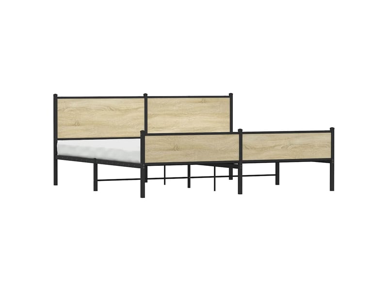  Lit double- lit adulte -  cadre de lit en métal sans matelas chêne sonoma 200x200 cm  - Conforama B