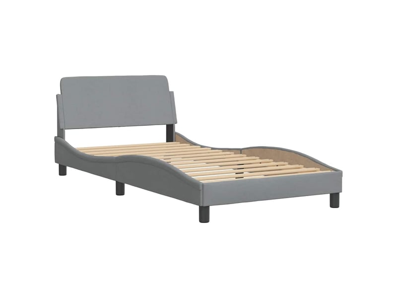  Lit simple- lit adulte -  cadre de lit dover gris clair 100x200 cm tissu  - Conforama B