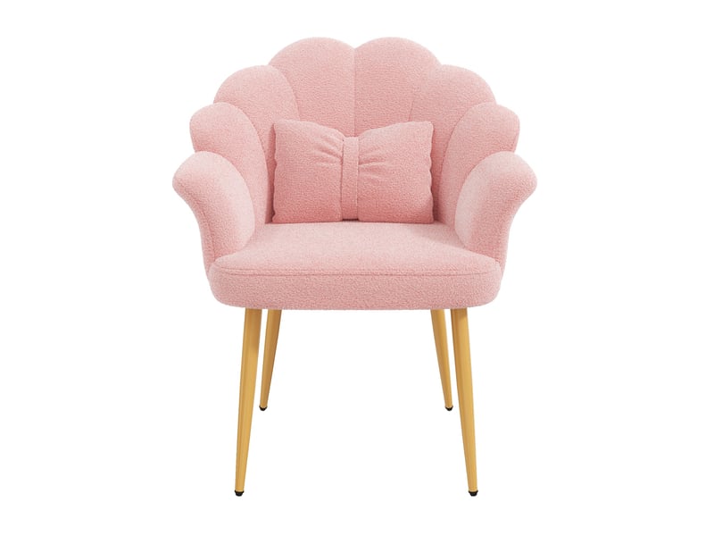 Chaise 64x65,5x85 cm à dossier pétale et pieds dorés coloris rose - Conforama A